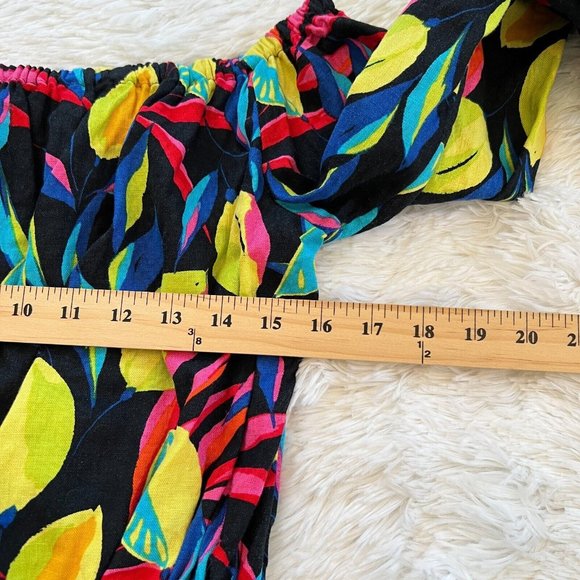 Tabitha Brown Target Womens Crop Top Small Lemon‎ Linen Blend Off Shoulder 14975 - Picture 7 of 8